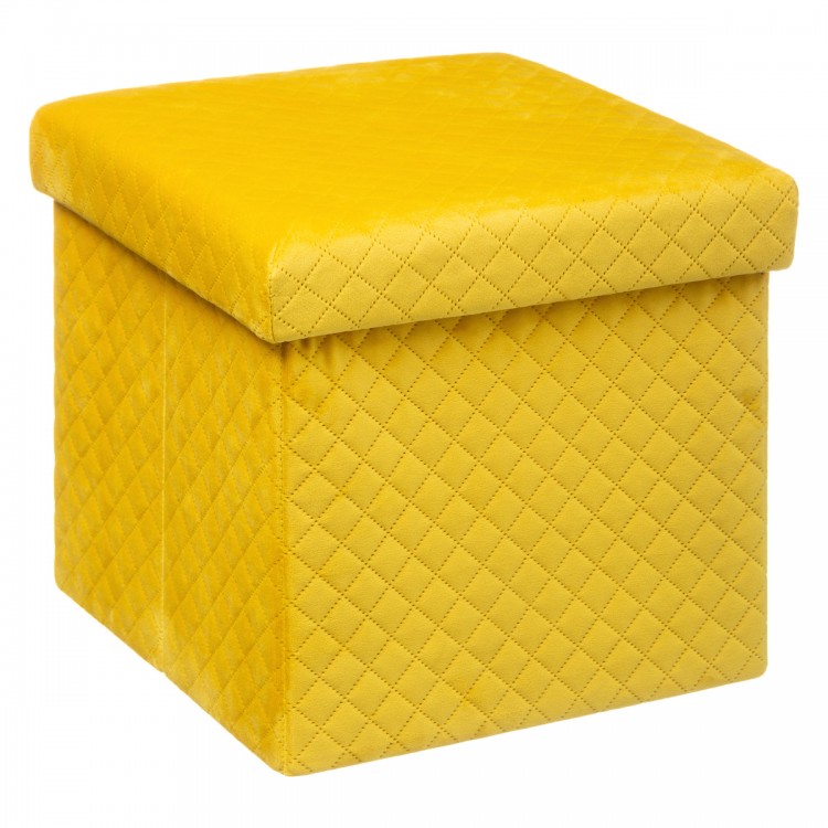 Pouf pliable en velours jaune "Mix'N'Modul"