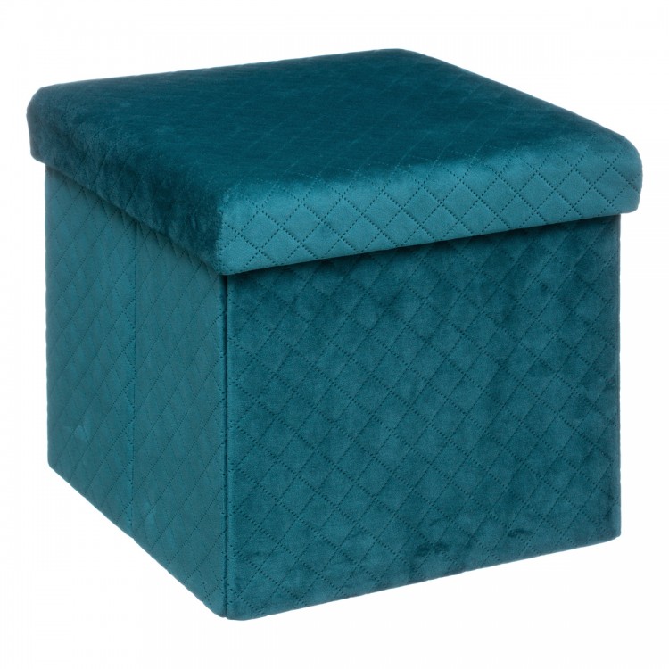 Pouf pliable en velours bleu canard "Mix'N'Modul" - My Kozy Shop