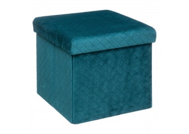 Pouf pliable en velours bleu canard "Mix'N'Modul" - My Kozy Shop