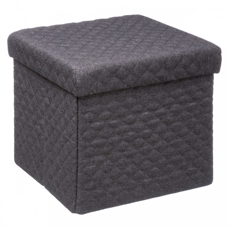 Pouf pliable en velours capitonné gris foncé - My Kozy Shop