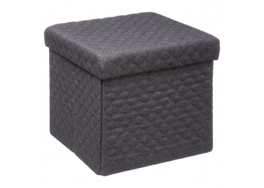 Pouf pliable en velours capitonné gris foncé - My Kozy Shop