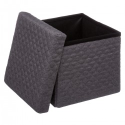 Pouf pliable en velours capitonné gris foncé - My Kozy Shop