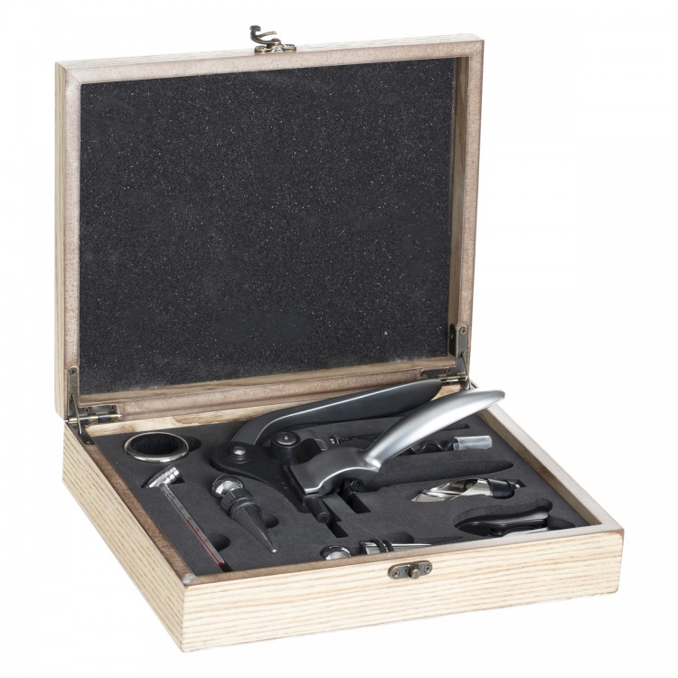 Coffret de sommelier en bois 9 pièces