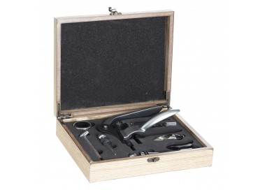 Coffret de sommelier en bois 9 pièces