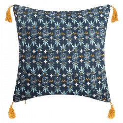 Housse de coussin en coton exotique bleu et ocre - My Kozy Shop