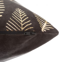 Coussin en velours or et gris tropical