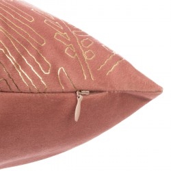 Coussin en velours or et rose tropical